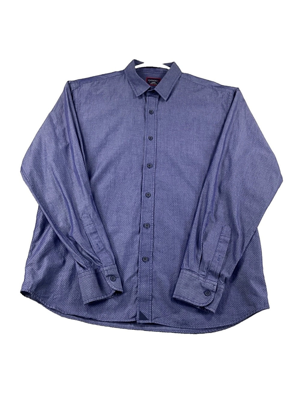 Untuckit Button Down Shirt Mens large Blue Long Sleeve Micro Geometric Pattern